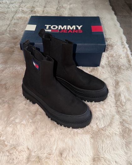 Tommy Jeans Black Chelsea Boots Size 39/6 Chunky Platform