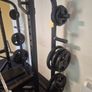 COMPLETE gym setup squat rack + barbell + over 200kg worth of plates and adjustable bench Image 2