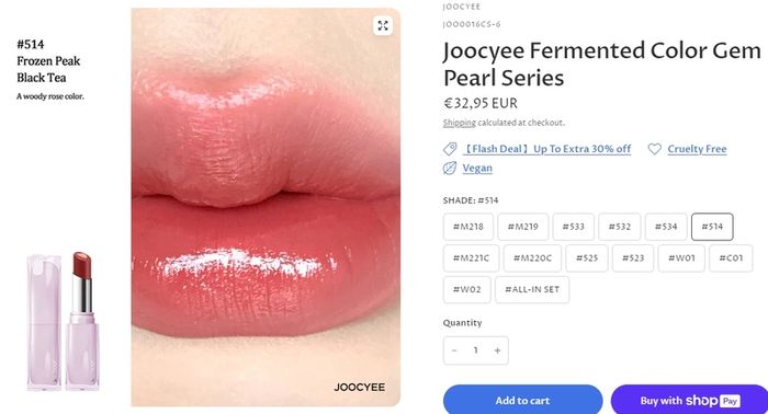 C-Beauty Joocyee x Chupa Chups Collaboration Sweetheart Series Lip Gloss in 514 Frozen Iced Black Tea