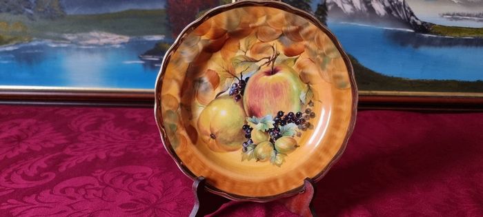 3 Piece Antique Hose St. Pottery 8.5 Inch Diameter Orchard Gold Starter / Salad / Breakfast Plate Made in England