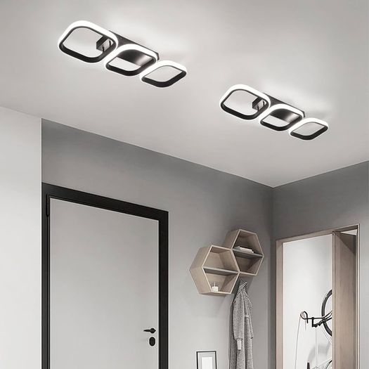 Ceiling Light 3 Rectangles LED Latest Personality Simple White Black Aisle Light for Hallway Entrance Office Bedroom Kitchen Living Room 33W