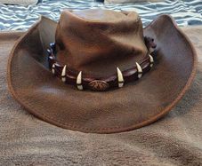 Crocodile Dundee hat real leather. Handmade. Excellent condition for original