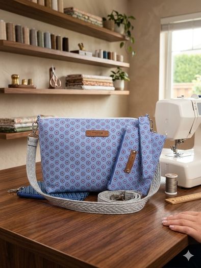 Handbag with matching purse and wristlet (handmade)