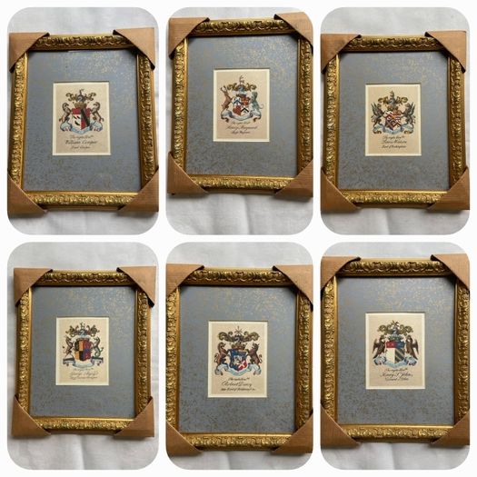 6 coat of arms framed prints