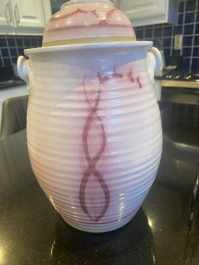 Beautiful very  Tall  12 inch Ceramic lidded pot