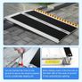 Wheelchair Ramp,91.5cm Folding Portable Aluminum Ramp, 362kg Capacity,with Transition Plate and Reflective Warning Stickers, for Wheelchair Scooters Power Chairs Walkers Metallic Image 6