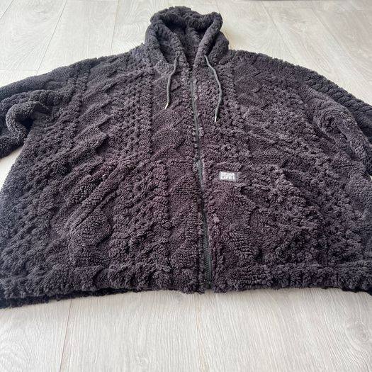 Mens 3XL Black Teddy Fleece Sherpa Hoodie Jacket