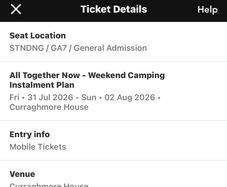 2x All Together Now GA and Glamping Tickets