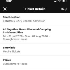 2x All Together Now GA and Glamping Tickets