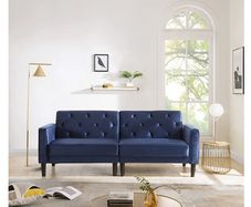 Velvet 2-3 Seater Sofa Soft Padded Set Living Room Sofa Bed 3 Seater Sofa Bed Couch for Living Room Home Furniture (Blue)