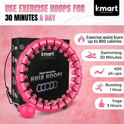 Smart Hula Ring Hoops, Weighted Hula Circle 24 Detachable Fitness Ring with 360 Degree Auto-Spinning Ball Gymnastics, Massage, Adult Fitness for Weight Loss (FREE POSTAGE)