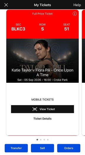 Katie Taylor 2 Pitch Seating Tickets