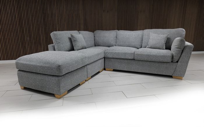 Emme Beige L Shaped Fullback Corner Sofa