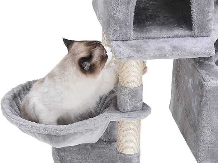 Cat Tree, 147 cm cat tower, Multi-Leve cat condo, Gray