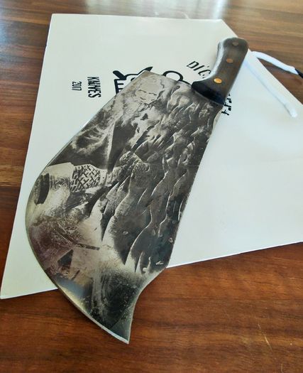 Forged for Legends  Cleaver Knife with Viking Art Engraving By Di'Casteel