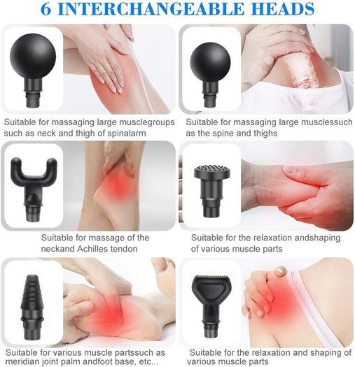 Massage Gun,Hand-Held Percussion Muscle Massage Device for Deep Tissue Relaxation Massage LCD Display 30 Speeds Optional Modes with 6 Replaceable Massage Heads