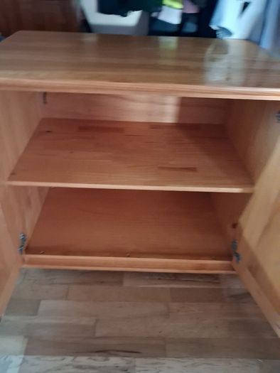 Pine mid-sleeper bed with storage shelf