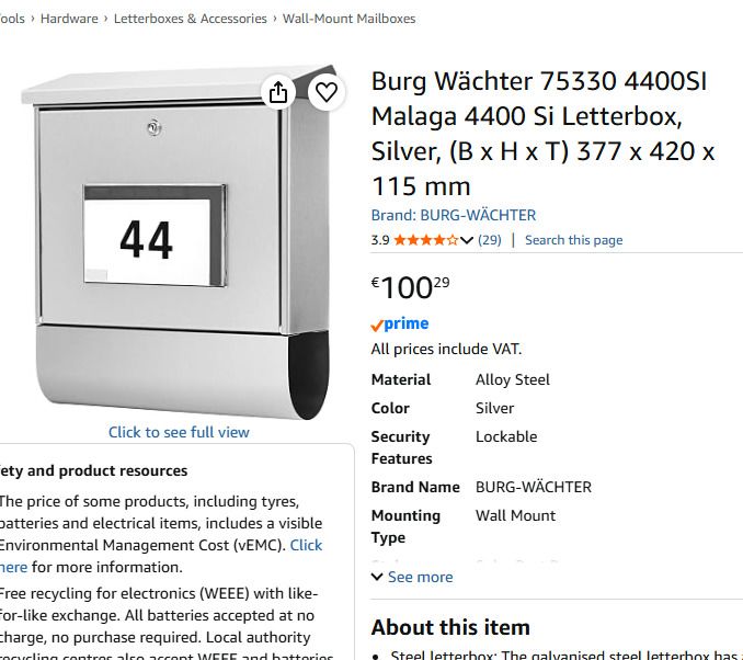 Burg Watcher Letter Box - Solar BackLight House Number
