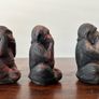 Vintage See No Evil Hear No Evil Speak No Evil Monkey Figurines  Hand-Carved Set of 3 Image 4