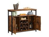 Sideboard with bottle storage vintage brown cabinet  Sideboard Kitchen Cabinet Storage Cabinet with 2 Doors for Living Room Kitchen Dining Room 100 x 35 x 81,4 cm. / 43.3 x 12.9 x 29.5 inches