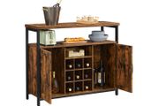 Sideboard with bottle storage vintage brown cabinet  Sideboard Kitchen Cabinet Storage Cabinet with 2 Doors for Living Room Kitchen Dining Room 100 x 35 x 81,4 cm. / 43.3 x 12.9 x 29.5 inches