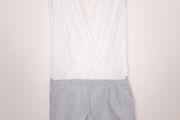 Mango White Grey Crossover Wrap Short Playsuit Romper Size L