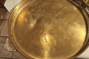 Lovely round tray Mid 20th Century Indian -Decorative Etched EPNS Brass