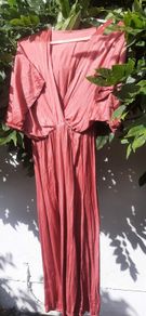 Salmon Pink- Coral Silk Feel Dress