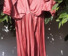 Salmon Pink- Coral Silk Feel Dress