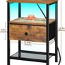 Bedside Table with Charging Station, Small Sofa Side Table with LED Light Image 7