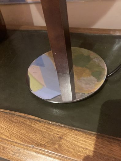 Will sell separately- Solid Dark Wood Pillar Lamp ( with chrome base ) with a lovely green floral / foliage brand new shade - And K Amsterdam