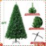 6ft Artificial Christmas Tree 900 Tips Bushy Xmas Tree with Fire Retardant PVC Tips and Metal Stand Image 3