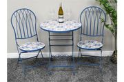 Two Seater Table &amp; Chairs Mosaic Blue D10919