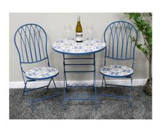 Two Seater Table & Chairs Mosaic Blue D10919