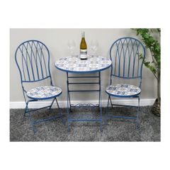 Two Seater Table & Chairs Mosaic Blue D10919