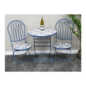 Two Seater Table & Chairs Mosaic Blue D10919