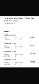 concert tickets The Weeknd Croke Park 23/8/2026