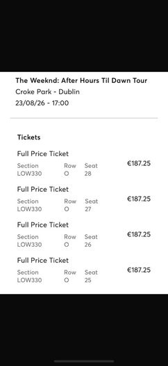 concert tickets The Weeknd Croke Park 23/8/2026