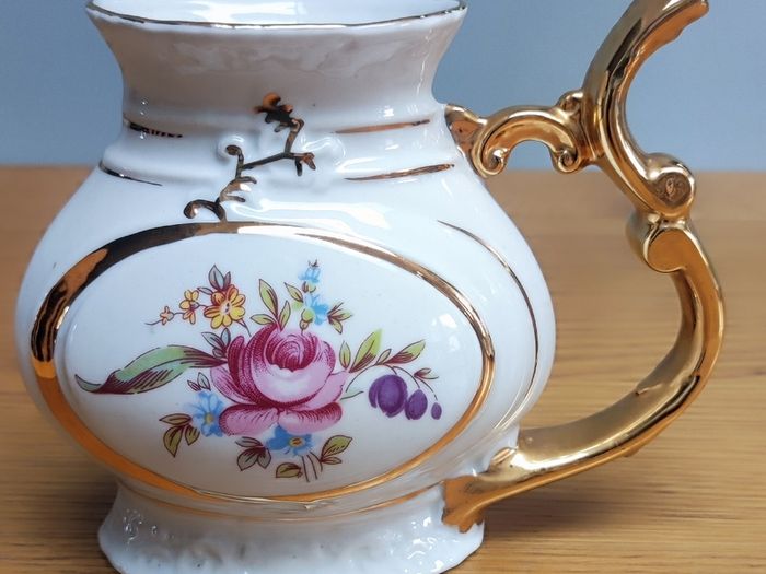 Vtg Czechoslovakia Jome Rose Floral Pattern Drinking Sipping Spa Cup Mug