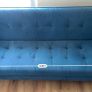 Large 3-Seater Blue Velvet Sofa Bed Image 3