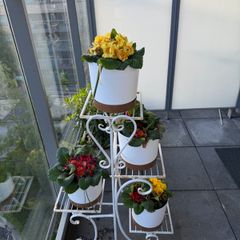 FATIVO Metal Plant Stand Indoor Outdoor Flower Pot Organizer 4 Tier Square Rack Display,L 52.5xW 24.5xH 87cm, White