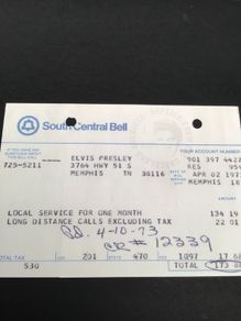 Elvis Memorabilia - Elvis Phone Bill