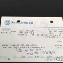 Elvis Memorabilia - Elvis Phone Bill