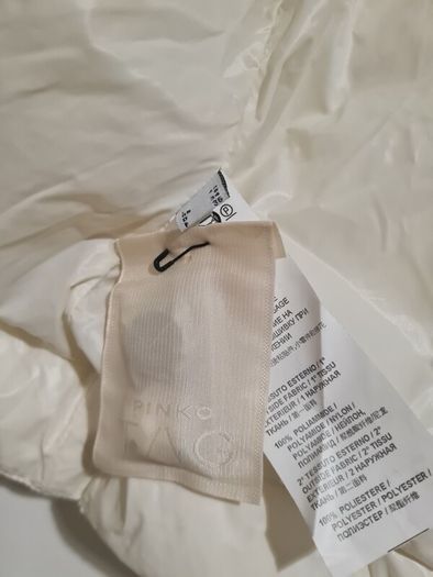 Pinko white puffer jacket crystal buttons