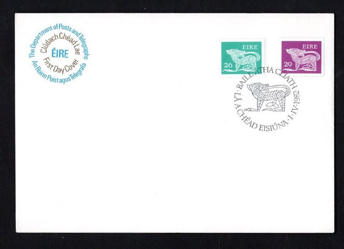 1982 Ireland 26p and 29p Gerl Definitive Stamp Series First Day Cover Cover (FDC) with Cork First Day Cover Cancel