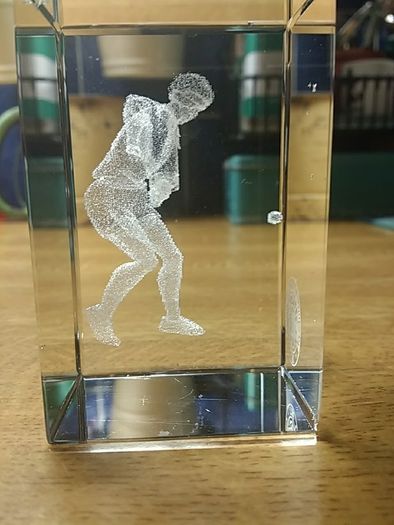 Two  3D Glass Paperweights
