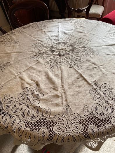 Crochet table cloth - approx 40 years old