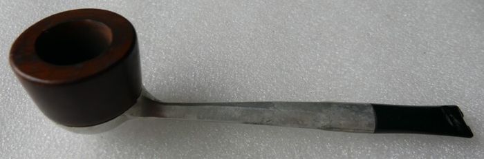 Vintage Aero Made in France Briar and Metal Smooth Smoking Pipe