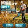 Leaf Blower Cordless, 8000mAh Battery with Fast Charger, Lightweight Electric Garden Blowers with Turbo Boost, 257 km/h & 3 Speed Levels for Lawn Care,Yard,Garage,Leaves,Snow,Dust,and Debris Removal Image 2
