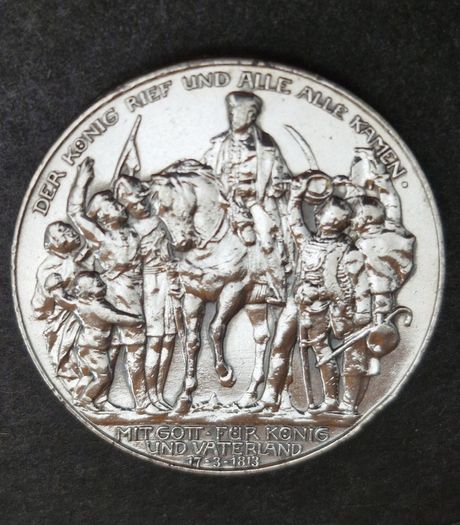 1913 Germany Prussia 3 Mark - William II Declaration of war against Napoleon Silver coin